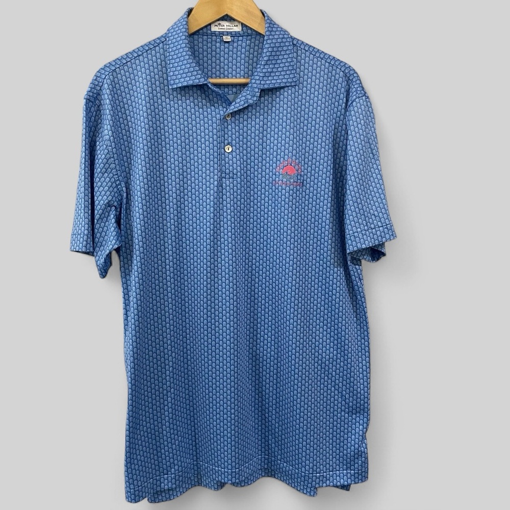 Peter Millar Summer Comfort David Bowie Polo Mens Medium Blue Performance Rare